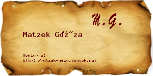 Matzek Géza névjegykártya