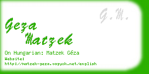 geza matzek business card