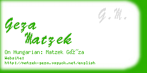 geza matzek business card